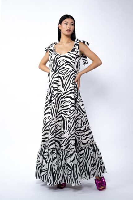 Rochie lunga vaporoasa Black and White